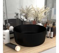 vidaXL Lavandino Lusso Rotondo Nero Opaco 40x15 cm in Ceramica