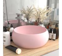 vidaXL Lavandino Lusso Rotondo Rosa Opaco 40x15 cm in Ceramica