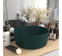 vidaXL Lavandino Lusso Rotondo Verde Scuro Opaco 40x15 cm in Ceramica