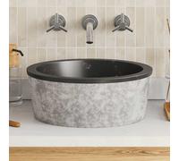 vidaXL Lavandino Nero Ø40x15 cm in Marmo