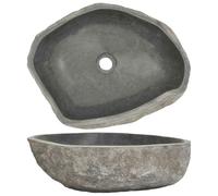 vidaXL Lavandino Ovale in Pietra del Fiume Naturale (45-53) x(34-41) cm Lavello