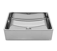 AX Lavello Bagno Appoggio Ceramica Lavabo Rettangolare 41x30x12cm Argento 143495