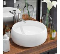 vidaXL Lavandino Rotondo in Ceramica Bianca 40 x 15 cm