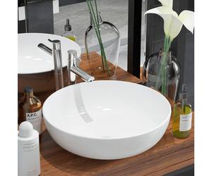 VidaXL Lavandino Tondo in Ceramica Bianca 41,5x13,5 cm