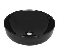 vidaXL Lavandino Tondo in Ceramica da Incasso Nero Lavabo Lavello per Bagno