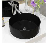 vidaXL Lavandino Tondo in Ceramica Nero 40 x 15 cm
