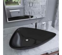 vidaXL Lavandino Triangolare in Ceramica Nero 645x455x115 mm