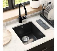 vidaXL Lavello 80% Quarzo e 20% Resina 370 x 460 mm Nero