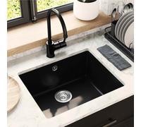 vidaXL Lavello 80% Quarzo e 20% Resina 530 x 460 mm Nero