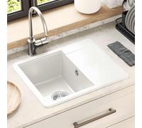 vidaXL Lavello 80% Quarzo e 20% Resina 560 x 460 mm Bianco