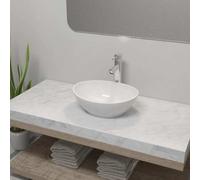 vidaXL Lavello Bagno con Miscelatore in Ceramica Ovale Bianco