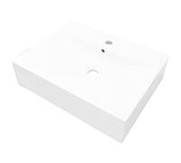 vidaXL Lavello Bianco Ceramica di Lusso Rettangolare con Foro Lavabo Lavandino