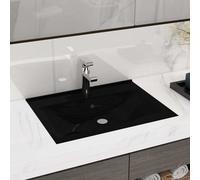 vidaXL Lavandino Ceramica Rettangolare Nero con Foro Rubinetto Lavello Lavabo