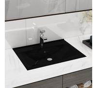 vidaXL Lavandino Ceramica Rettangolare Nero con Foro Rubinetto Lavello Lavabo