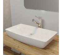 vidaXL Lavello Bianco in Ceramica di Lusso Rettangolare 71 x 39 cm