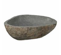 vidaXL Lavello da bagno in pietra di fiume, stile rustico, elemento interno, accessorio idraulico elegante, naturale e lucido, ideale per la decorazione.