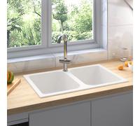vidaXL Lavello da cucina Bianco 76 x 48 x 30 cm Quarzo e Resina