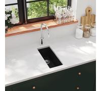 vidaXL Lavello da Cucina con Foro Troppopieno Nero in Granito