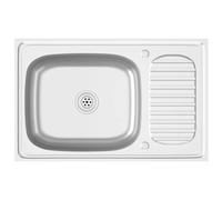 vidaXL Lavello da Cucina con Scarico Argento 800x500x155 in Acciaio