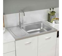 Lavello da Cucina con Scarico Argento 800x500x155 in Acciaio