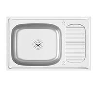 vidaXL Lavello da Cucina con Scarico Argento 800x500x155 in Acciaio