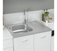 Lavello da Cucina con Scarico Argento 800x600x155 mm Acciaio