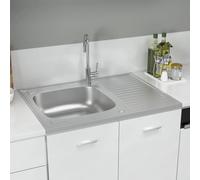 Lavello da Cucina con Scarico Argento 800x600x155 mm Acciaio