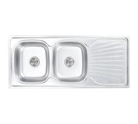 Lavello Da Cucina Doppio Con Filtro E Sifone In Acciaio Inox