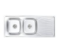 vidaXL Lavello da Cucina Doppio con Filtro e Sifone Lavandino con Due Vaschette Lavabo Prodotti per la Cucina in Acciaio Inossidabile