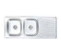 vidaXL Lavello da Cucina Doppio con Filtro e Sifone Lavandino con Due Vaschette Lavabo Prodotti per la Cucina in Acciaio Inossidabile
