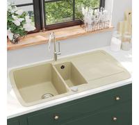 vidaXL Lavello da Cucina in Granito Vasca Doppia Beige