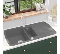 vidaXL Lavello da Cucina in Granito Vasca Doppia Grigio
