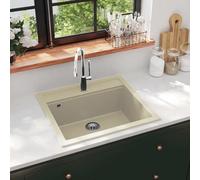 vidaXL Lavello da Cucina in Granito Vasca Singola Beige