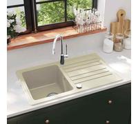 vidaXL Lavello da Cucina in Granito Vasca Singola Beige