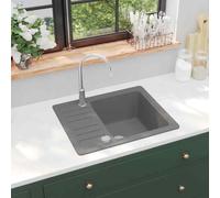 vidaXL Lavello da Cucina in Granito Vasca Singola Grigio
