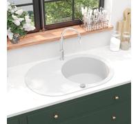 vidaXL Lavello da Cucina in Granito Vasca Singola Ovale Bianco