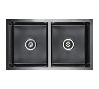 VIDAXL - Lavello Da Cucina Lavorato A Mano Con Filtro Nero Acciaio Inox