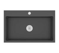 vidaXL Lavello da Cucina Lavorato a Mano Foro Rubinetto Elegante Lavabo Lavandino Artigianale Antiruggine Arredi in Acciaio Inossidabile Nero
