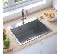 vidaXL Lavello da Cucina Lavorato a Mano in Acciaio Inox