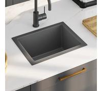 vidaXL Lavello da Cucina Lavorato a Mano Nero Acciaio Inox
