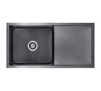 vidaXL Lavello da cucina lavorato a mano con filtro Nero Acciaio Inox
