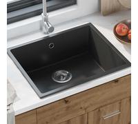 vidaXL Lavello da cucina Nero 54 x 44 x 20 cm Granito
