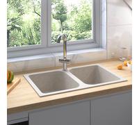 vidaXL Lavello da cucina Quarzo e Resina 76 x 48 x 30 cm Beige