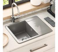 vidaXL Lavello Grigio 560 x 460 mm 80% Quarzo e 20% Resina