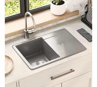 vidaXL Lavello Grigio 670 x 460 mm 80% Quarzo e 20% Resina