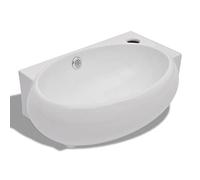 vidaXL Lavello in Ceramica Bianco con Foro per Rubinetto e Scarico Lavandino