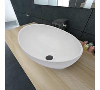 vidaXL Lavello Bianco in Ceramica Lusso Ovale Sanitari Bagno Lavandino Lavabo