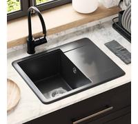 vidaXL Lavello Nero 560 x 460 mm 80% Quarzo e 20% Resina