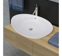 vidaXL Lavello Ovale in Ceramica di Lusso con Troppopieno 59 x 38,5 cm