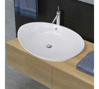 vidaXL Lavello Ovale in Ceramica di Lusso con Troppopieno 59 x 38,5 cm
